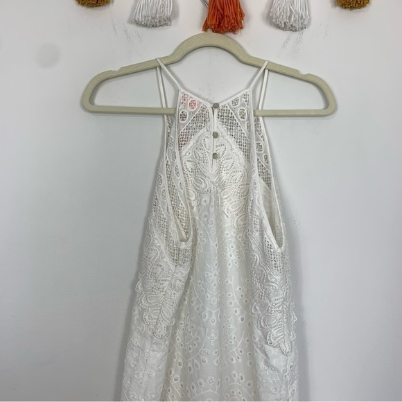 Entro Eyelet Embroidery Scallop Trim Halter Neck White Dress Size Medium - Picture 6 of 11